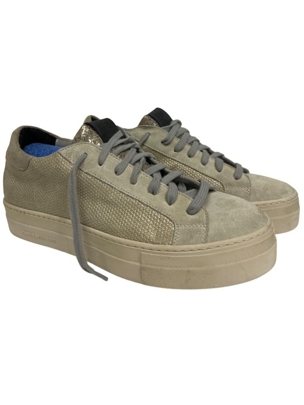 P448 Thea Paltform Sneakers Beige Metallic Women's 12 Size 43 Athleisure